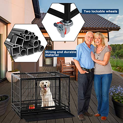 Dog Crate Cage for Large Dogs Heavy Duty 48 Inches Dog Kennel Pet
