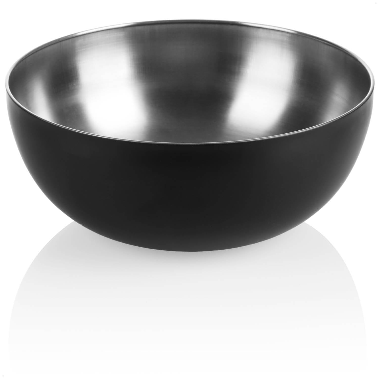 com-four® Mixing Bowl Made of Stainless Steel and Black Outer Coating can be Used as a Salad Bowl, Fruit Bowl or Simply as a Decorative Bowl. (1 piece - Ø 24cm Black)