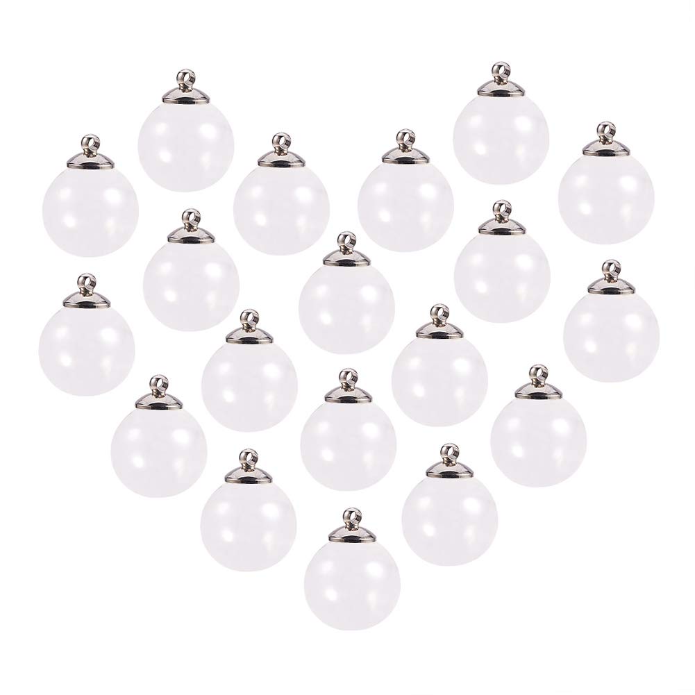 PH PandaHall 30 Sets Mini Glass Globe Bottle Charms Pendants with Platinum Rack Plating Brass Bails for Stud Earring Making Crafts DIY Pendant Making Christmas Party Home Decor