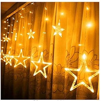 Shades Of Milan Led Light with 12 Hanging Stars 136 LED Lights | Curtain hangings Decoration Stylish | Star Lighting for Diwali | Chrismas Decoration Light