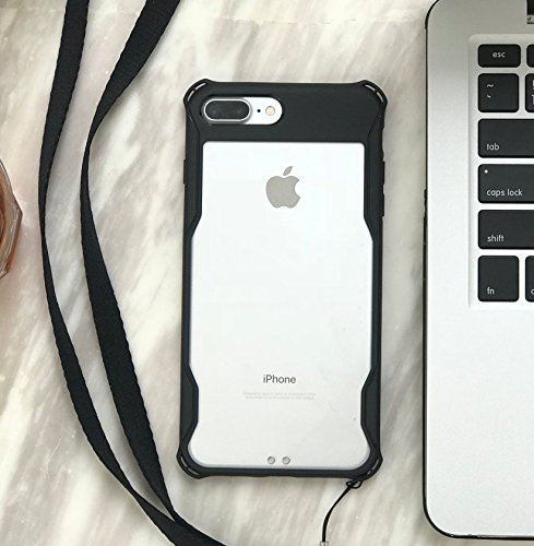 NEW iPhone 6/6S Premium Lanyard Case + Free Nylon Necklace Attachment « Slim Sexy Strong Bumper w/ Loop Holes for Neck/Wrist Strap etc. | Best Travel Gift | Durable TPU | Black & Clear | Clean Feel