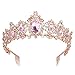 Sweet Princess Pink Crowns for Women Girls Crystal Rhinestone Queen Costume Party Festival Wedding Tiaras Headbands (Rose Gold Pink)