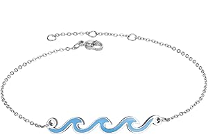 Lauren-Spencer Wave Anklet for Women Gold Silver Plated Beach Ankle Bracelets Ocean Wave Boho Anklets Adjustable Summer Foot Jewelry for Women Teen Girls Birthday Gifts