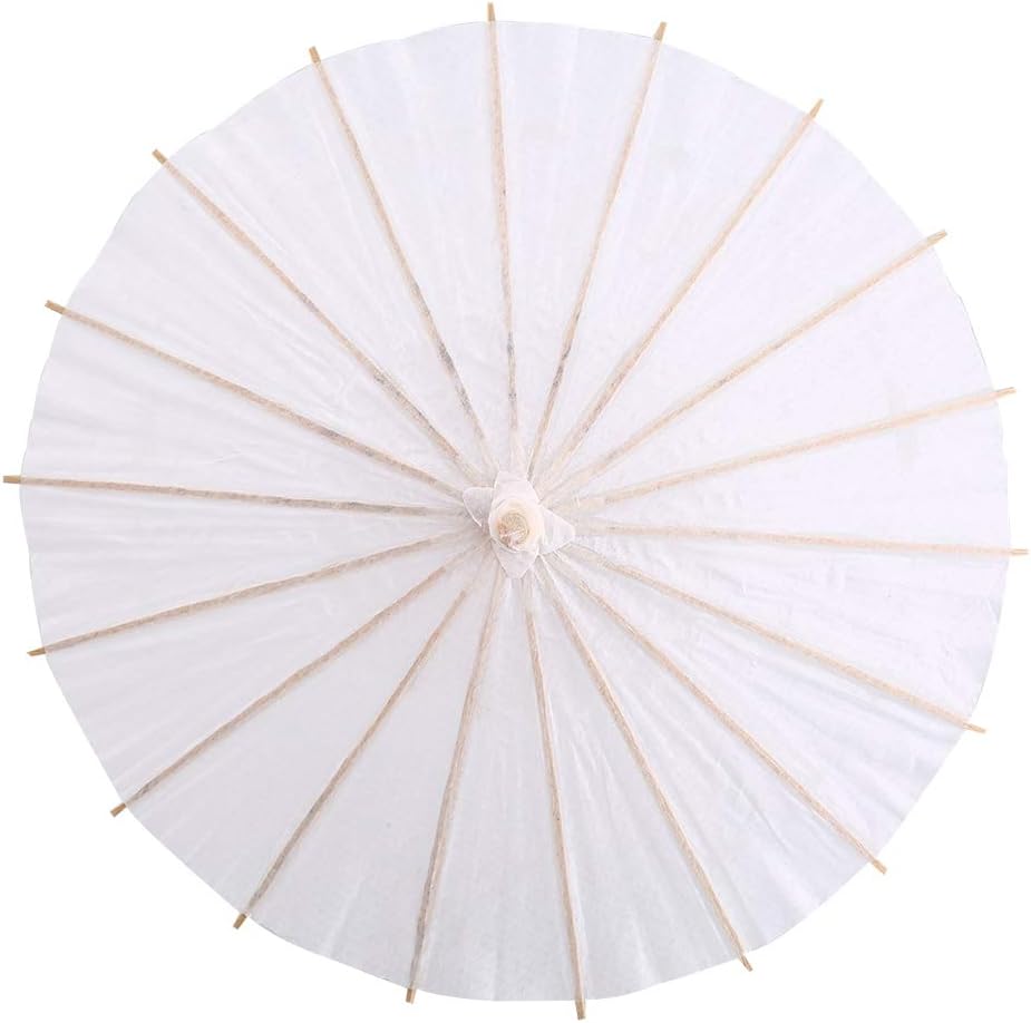 Zerodis White Paper Parasol Umbrella DIY Painting Decorative Wedding Bridal Party Cosplay Prop (30CM) - Image 3
