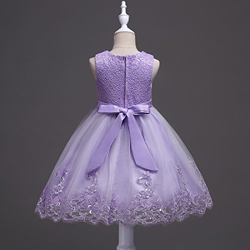 ZAH Girl Dress Kids Ruffles Lace Party Wedding Dresses(Purple,2-3Y)
