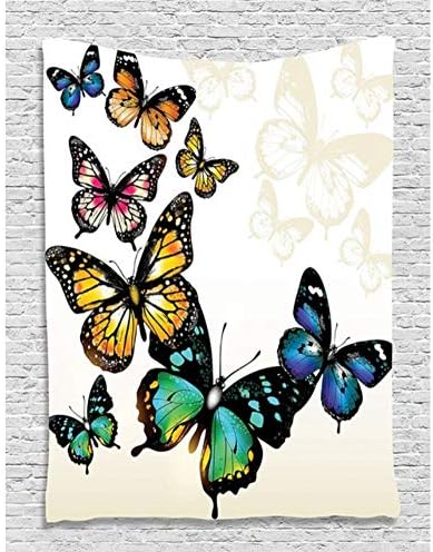 HYDDAXJW Ombre Tapestry Butterfly Decor Colorful Monarch Butterflies Shades And Shadows Ombre Background Dorm Wall Hanging,150X150Cm