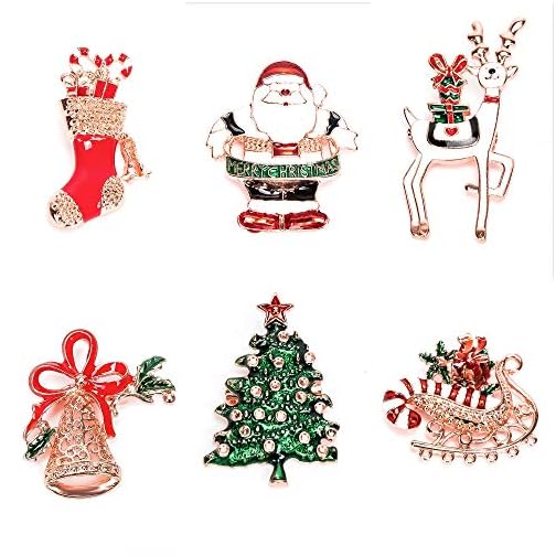 JEKOSEN Christmas Stocking Holder+Christmas Elements Brooch Set of 6 Hanger Hook Fireplace/Mantel Rose Gold Plating Hook… - Image 5