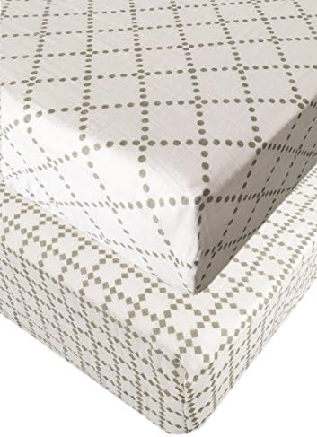 Seben Baby Muslin Crib Sheet 2 Pack - 100% Cotton - Dots and Blocks