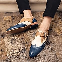 HuitJours Men Vintage Multicolor Monk Strap Loafer