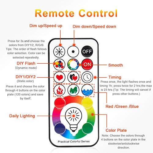 LED Light Bulbs, Color Changing Light Bulb with Remote Control, 10W E26/27 LED Lights with 120 Colors, Dimmable & Timing LED Bulbs, Decorative Mood Light, Perfect for Home Party Holiday and More - Thumbnail 2