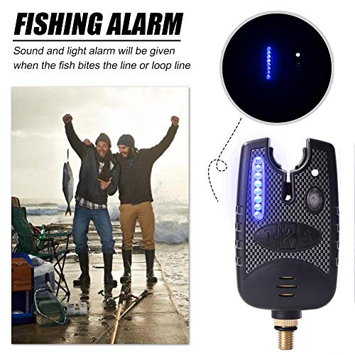 Vakind Wireless Fishing Bissanzeiger Angeln Bissanzeiger Blaue LED-Fischen-Anzeige Wasserdicht-Ton-Alarm für Angel… – Bild 8