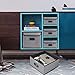 Homyfort Linen Fabric Collapsible Storage Bins Cubes with Lid 13''x13'', Cloth Organizer Basket Box Cubes Containers for Closet Shelves Nursery Cabinet with 2 Plastic Handles, Set of 2 Gray