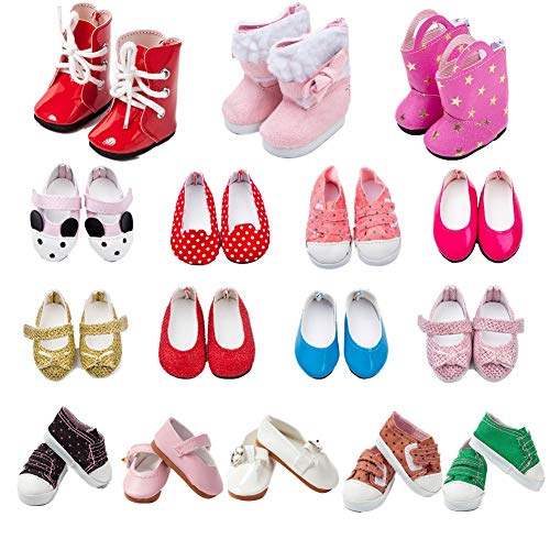 TOYYSB 6 Pairs of Shoes Fits 14.5 inch American Wellie Wishers Dolls 100% Get Boots
