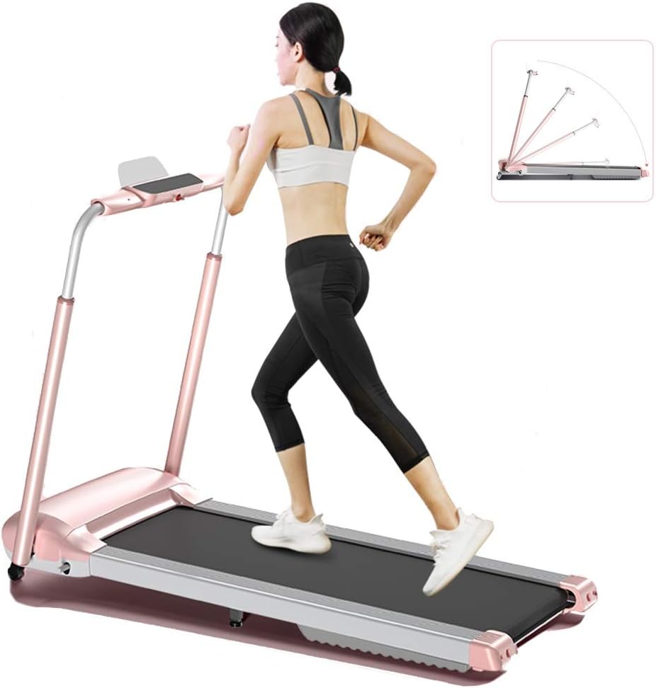Treadmills Pink Ultra Quiet for Household Use Small Folding Indoor Walking Machine (Maximum Load 100kg) (Color : Pink, Size : 14977118.2cm)
