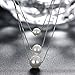 BALANSOHO 925 Sterling Silver Freshwater Cultured White Pearl Dancing Chain Necklace 3 Layer, Women Jewelry Gifts 18''