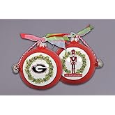 Magnolia Lane University of Georgia Nutcracker Ornament with Ribbon, 3.5-inch Diameter, Bells and Gift Box, Home, Home Décor