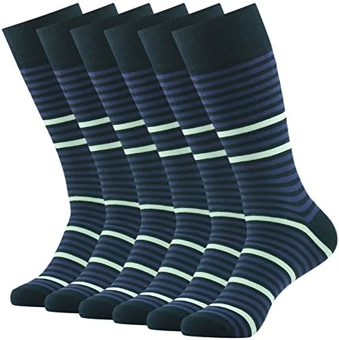 SUTTOS Men's Women's Elite Casual Fun Patterned Mid Calf Crew Dress Socks,6 Pairs