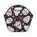 InterestPrint Mexican Sugar Skull Insulated Lunch Tote Bag Reusable Neoprene Cooler, Day of the Dead Portable Lunchbox Handbag for Men Women Adult Kids Boys Girls