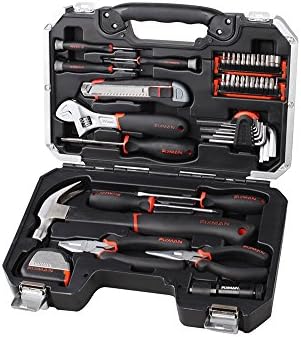 Box/set of tools (46 pieces), black and silver, chrome-vanadium steel, screwdriver, hammer, pliers