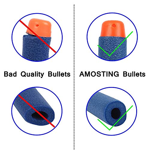 AMOSTING 200Pcs Refill Darts Foam Bullets for Nerf N-Strike Elite Blasters Gun - 10 Color