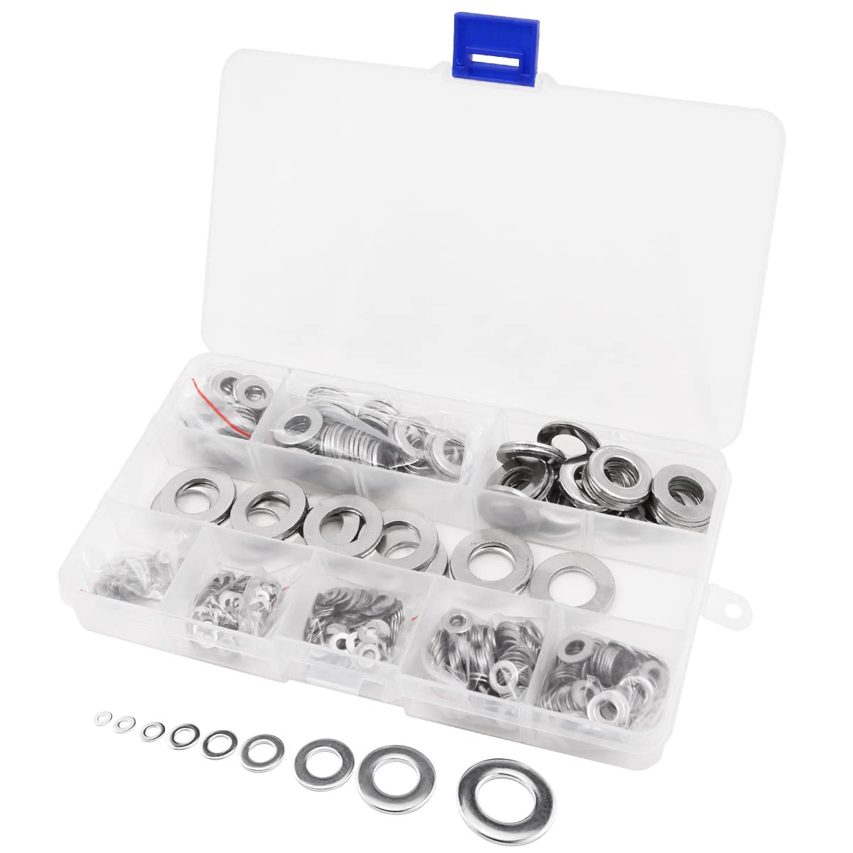 684 Piece NUZAMAS Washers Set, Flat Washers, Stainless Steel, Locking Washers, Spacers Assortment Set for Industrial Fixed Screws, Bolt Maintenance -M2, M2.5, M3, M4, M5, M6, M8, M10, M12