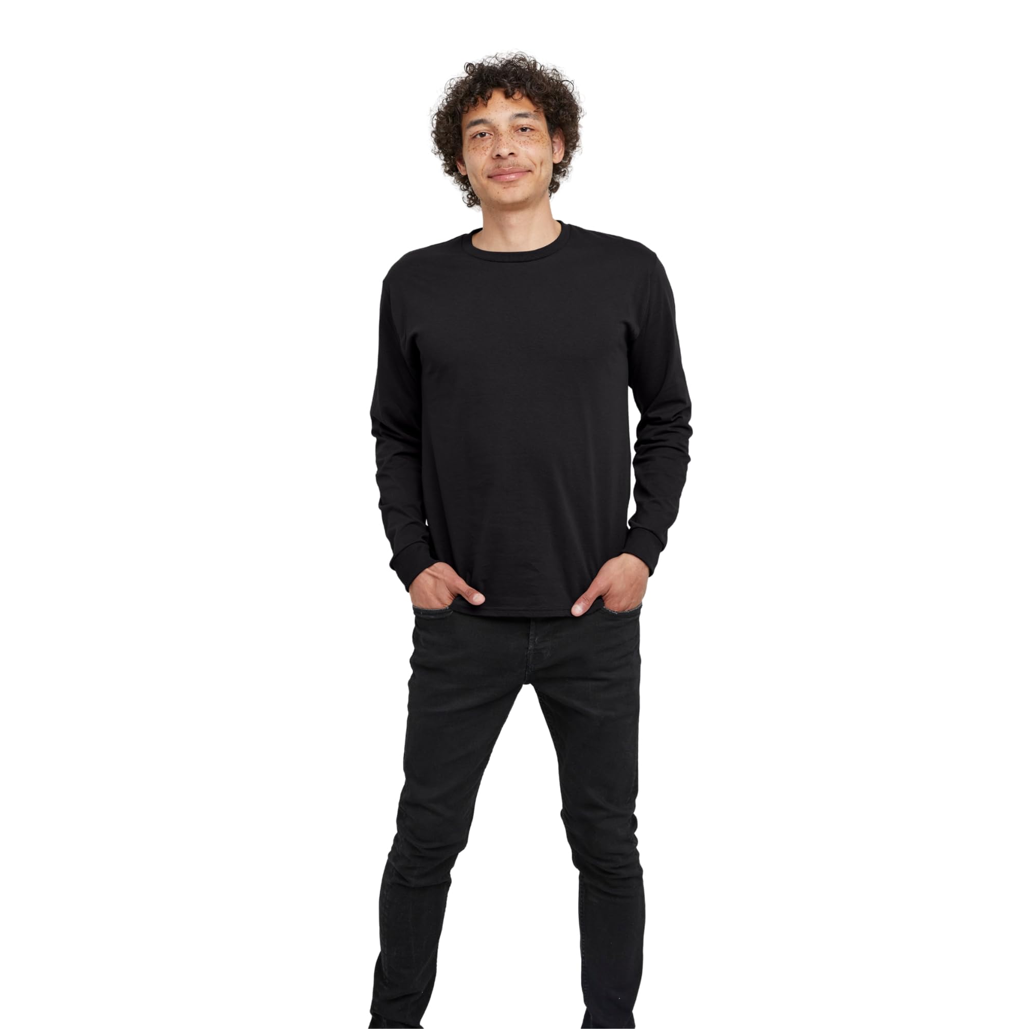 Hanes Men's Essentials Long-Sleeve T-Shirt, Crewneck Cotton T-Shirts for Men, 2-Pack