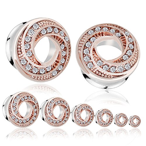 Kokoma Crystal Ear Plugs (Rose Gold-10mm(00G)) - Thumbnail 2