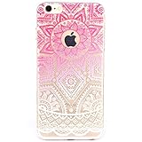 iPhone 6 Case, iPhone 6s Case,JAHOLAN TPU Silicone Gel Soft Clear Case Cover for Iphone 6 6S - Pink White Tribal Henna