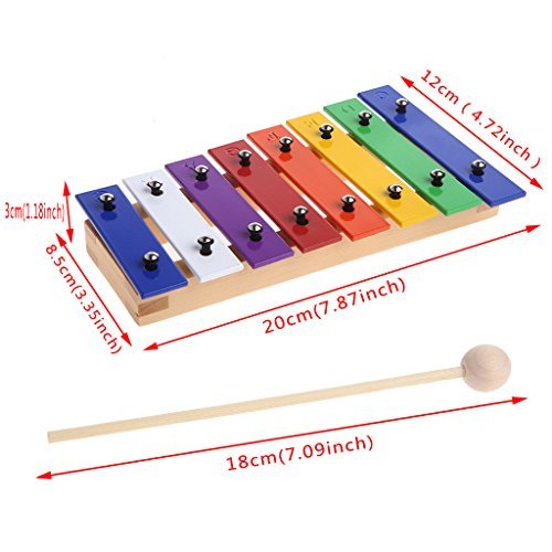 Oranmay Colourful 8 Notes Children Kid Xylophone Glockenspiel Musical Instrument Music Toy