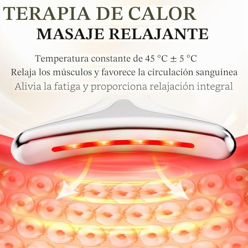Masajeador Facial Reafirmante, Masajeador Cara Cuello Electrico para Reducir Microcorrientes Lifting Antiarrugas, EMS GUA SHA Dispositivos con 7 Colores Luz Terapia