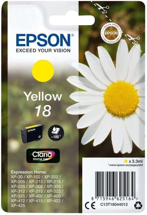 Epson 18 Yellow Daisy T1804 Genuine Ink Cartridge 180 Pages