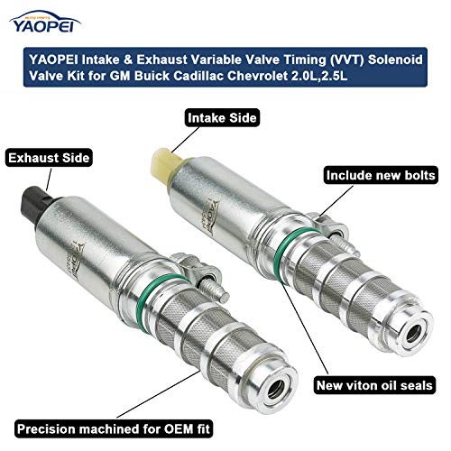 Intake & Exhaust Camshaft Position Actuator Timing Solenoid Valve Kit Replace OE# 12655433 12655434 for Cadillac ATS,Chevrolet Malibu Impala,Buick Regal Envision,GMC Acadia Canyon - 2.0L 2.5L - Thumbnail 3