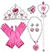Princess Dress Up Costume Accessories Aurora Gift Set for Princess Cosplay Gloves Tiara Wand and Cloak (Pink) (10Pieces)