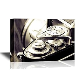 Canvas Wall Art - Detail of Old Classic Camera Mechanical Dials in Vintage Style - Gallery Wrap Modern Home Art | Ready to Hang - 12x18 inches