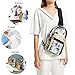 Clear Sling Bag for Women Shoulder Crossbody Backpack Chest Daypack one strap backpack see through transparent Stadium Approved(samll) Black
