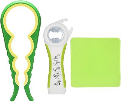 Otstar Latest Jar Opener and Bottle Opener with Silicone Gripper Green