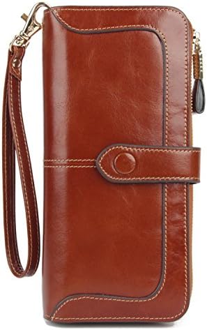 Anvesino Women's RFID Blocking Large Capacity Leather Clutch Wallet Zipper Purse Ladies Credit Card Holder Organizer