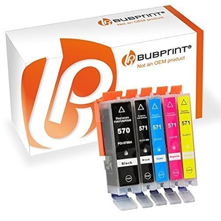 Bubprint 5 Druckerpatronen kompatibel für Canon PGI-570XL CLI-571XL für Pixma MG5750 MG5751 MG7750 TS5050 TS5051 TS6050 TS605
