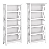 Bush Furniture Key West 5 Shelf Bookcase - Set of 2