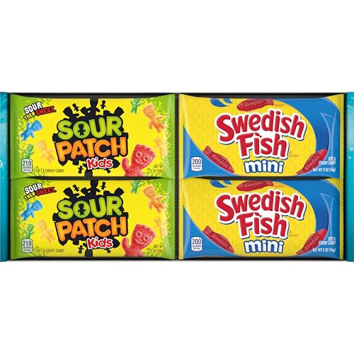 SOUR PATCH KIDS AND SWEDISH FISH MINI THE SUMMER I TURNED PRETTY SOFT & CHEWY CANDY VARIETY PACK, BULK CANDY, 20 SNACK PACKS