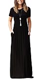 DEARCASE Women Short Sleeve Loose Plain Maxi Dresses Casual Long Dresses with Pockets