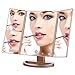 EMOCCI Lighted Makeup Mirror Tri-Fold Vanity Cosmetic Mirrors with 21 led Lights 3X 2X 1 Magnification USB Charging 180 Degree Free Rotating for Dressing Bedroom Countertop Tabletop(Gold)