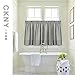 jinchan Grey Kitchen Curtains 24 Inch Length Cafe Curtains Farmhouse Rustic for Small Window Faux Linen Weave Tier for Bathroom Sink Light Filtering Rod Pocket 2 Panels Gray