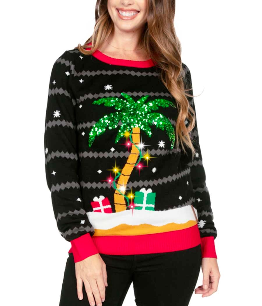 Tipsy Elves Women's Peace on Paradise Light Up Ugly Christmas Sweater Size XX-Large Image