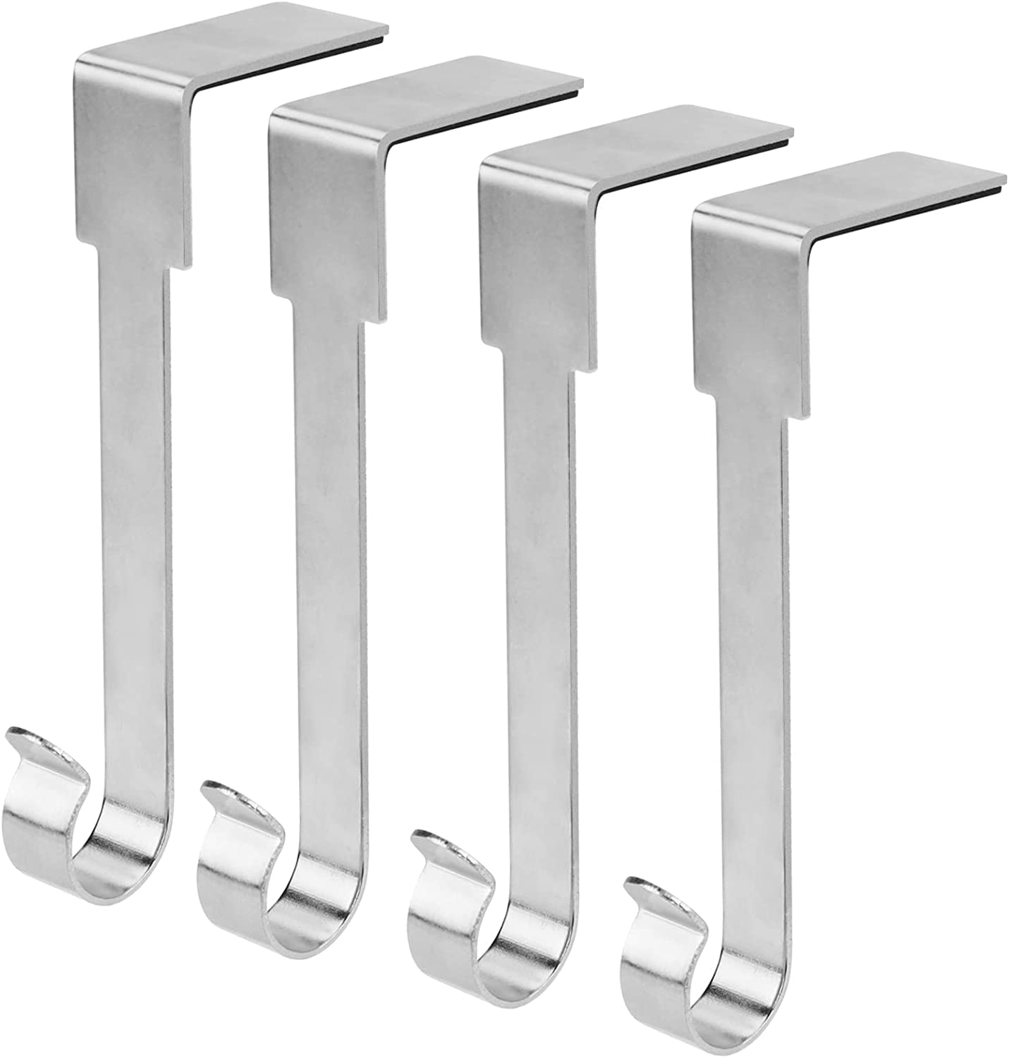 Guojanfon 4 Pack Christmas Stockings Holder Hanger,Metal Hooks for Hanging Christmas Stockings,Stocking Holders for Mantle for Christmas Decorations (Silver)