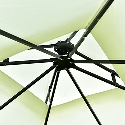 oldzon 2-Tier 10’x10’ Gazebo Canopy Shelter Patio Wedding Party Tent Awning Beige with Ebook