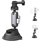PGYTECH CapLock Suction Cup Car Mount, Quick Release for Action Camera, 1/4"-20 Thread Adapter, Compatible with DJI OSMO Action 6/5 Pro/Pocket 3/Xtra Muse, Gopro 13/12, Insta360 Ace Pro 2/X5/ONE RS/R