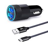USB Typc C Car Charger,HUHUTA Dual Port Car Charger with 6ft USB C Charger Cable Replacement for Samsung Galaxy Note 10 S10 S9 Plus, LG G8 G7 V40 V50 ThinQ, Google Pixel 3a/3a XL 3 4 XL, Moto Z4 X4 G7