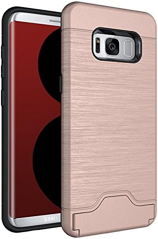 Samsung Galaxy S8 Case,Material TPU+PC with drop-resistant, non-slip, shockproof, can be contained with card casings/holders and cash, installed with supportive stand(Rose Gold)