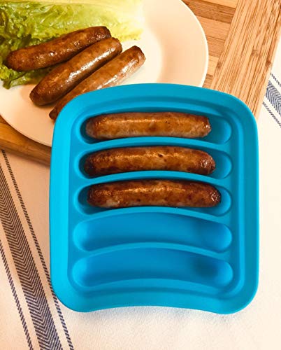 Non-Stick Silicone Sausage Mold for Homemade Hot Dogs, DIY Hot Dogs, FDA Approved and BPA Free, Hot Dog Mold for Oven and Microwave (Blue, 6-Cavity) - Thumbnail 6